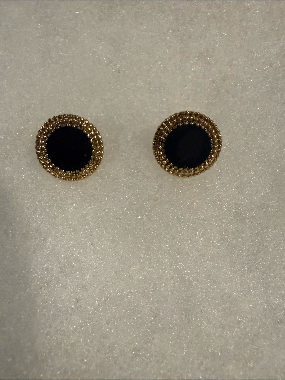 Vintage Classic Black and Gold Round Stud Earrings - Women Jewelry